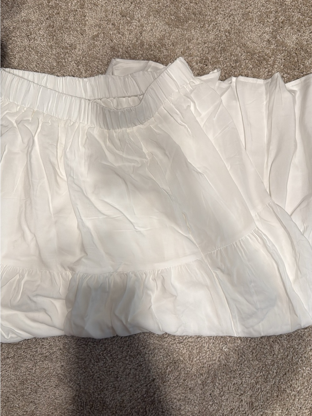 Amazon White Tiered A-Line Maxi Skirt with Elastic Waistband